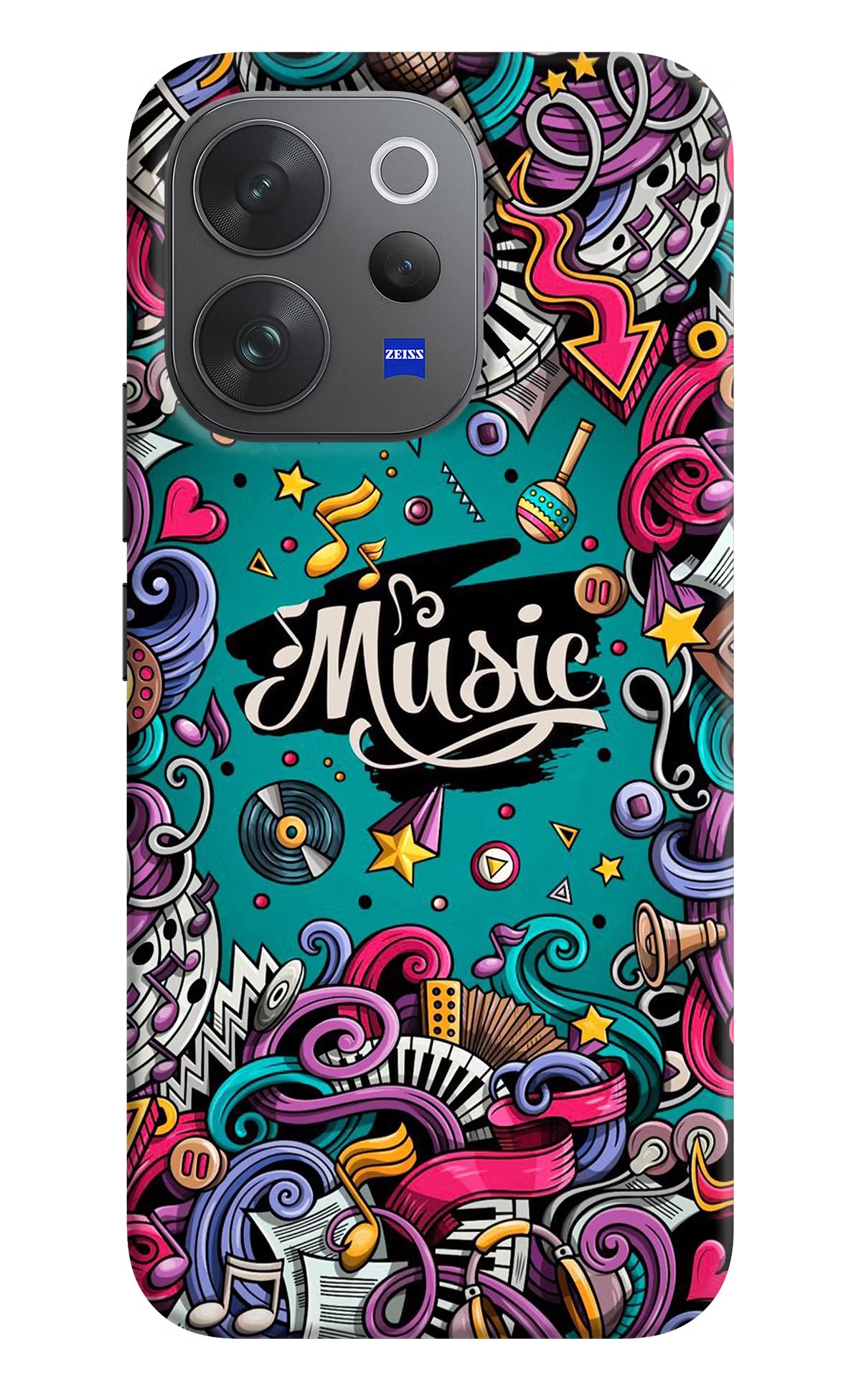 Music Graffiti Vivo V70 Elite 5G Hard Case Back Cover by Casekaro