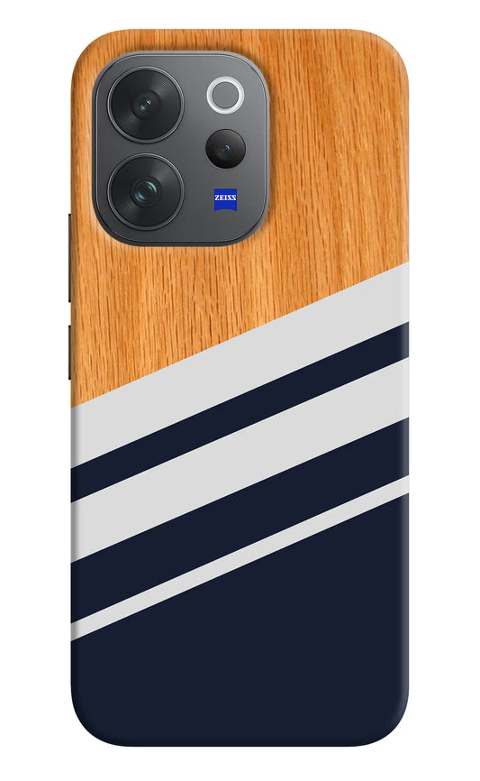 Blue and white wooden Vivo V70 Elite 5G Hard Case Back Cover by Casekaro