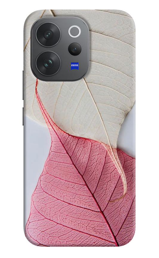White Pink Leaf Vivo V70 Elite 5G Hard Case Back Cover by Casekaro