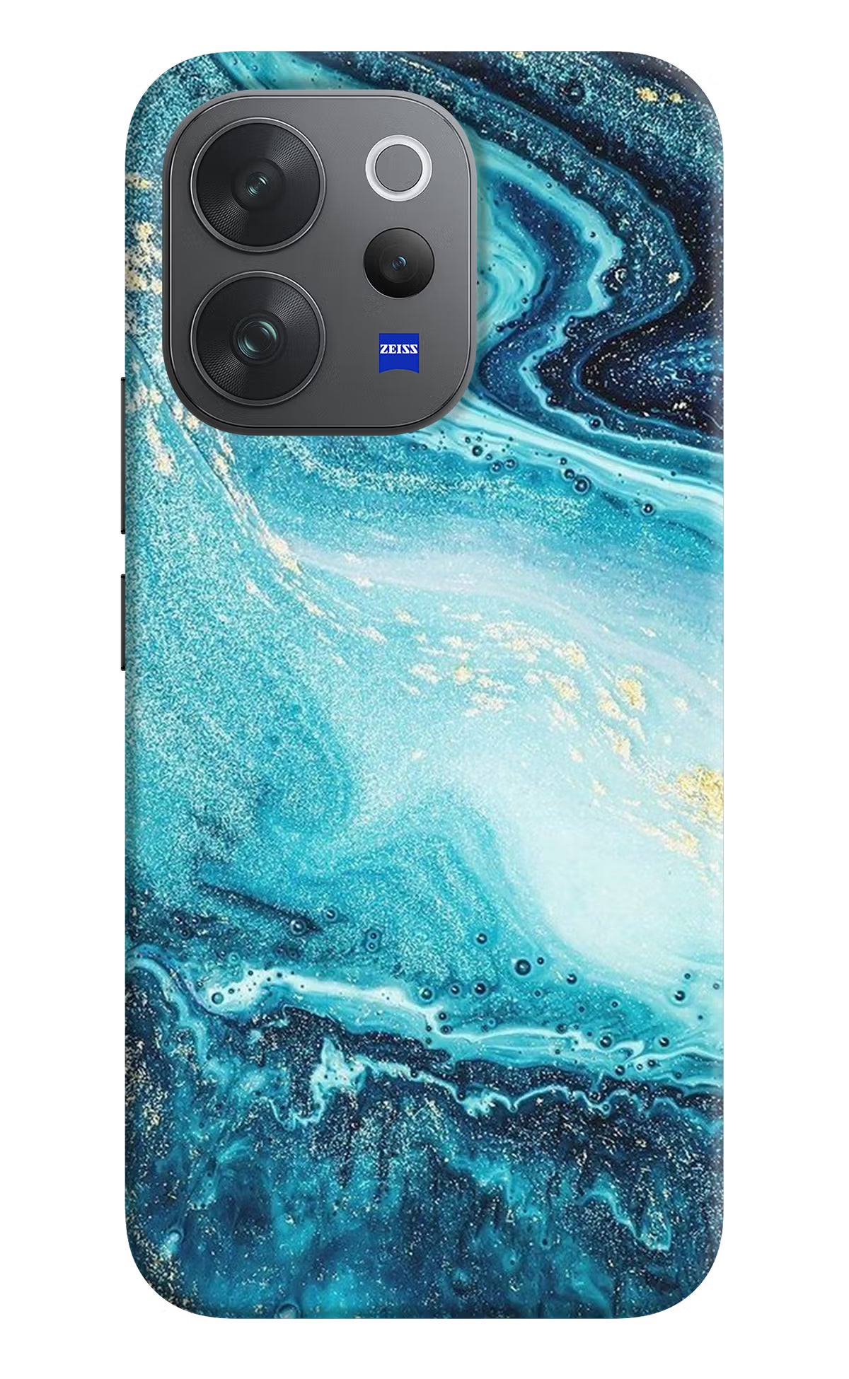 Blue Glitter Marble Vivo V70 Elite 5G Hard Case Back Cover by Casekaro