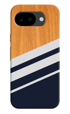 Blue and white wooden Google Pixel 10a Hard Case Back Cover by Casekaro