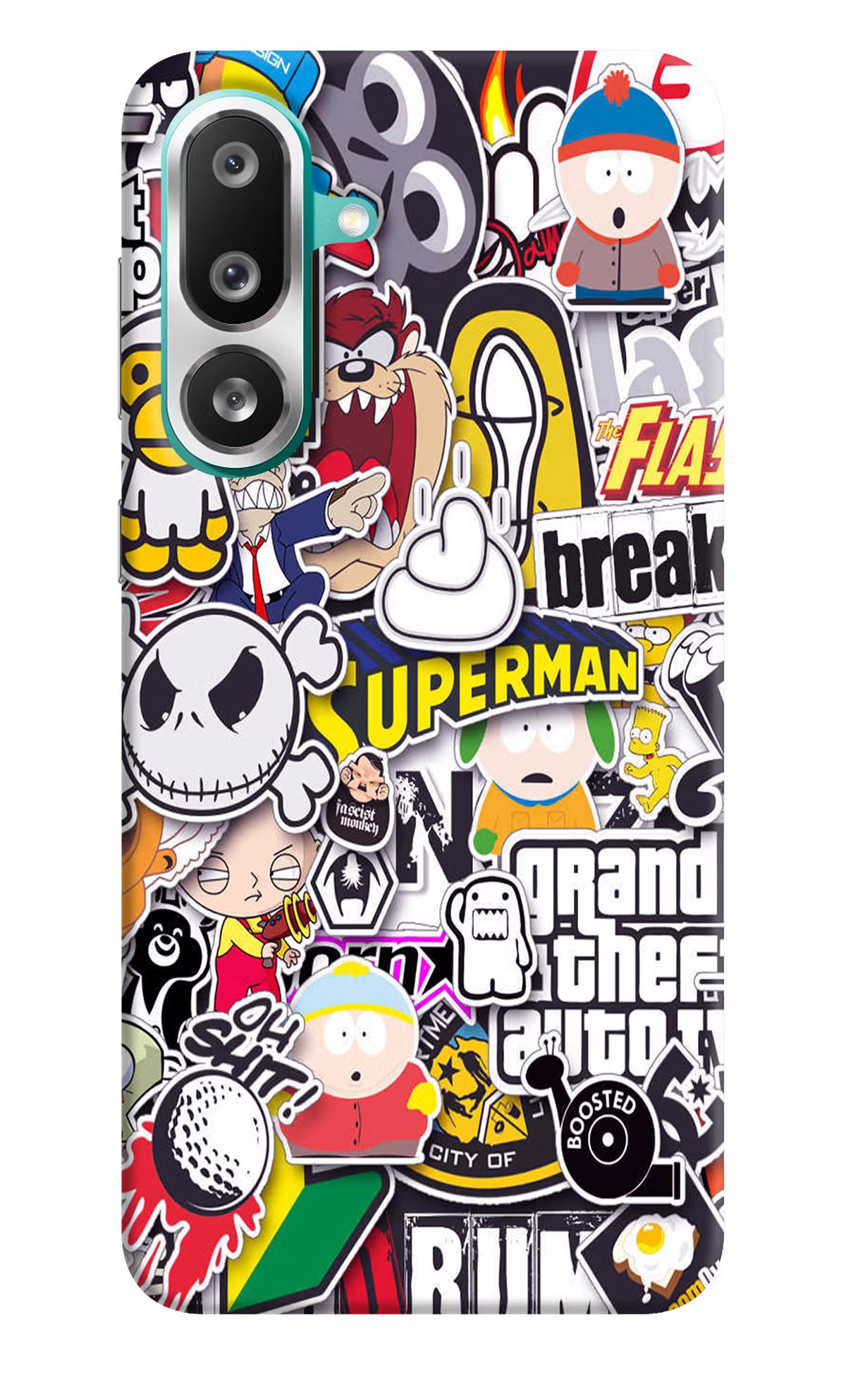 Sticker Bomb Samsung F56 Hard Case Back Cover by Casekaro