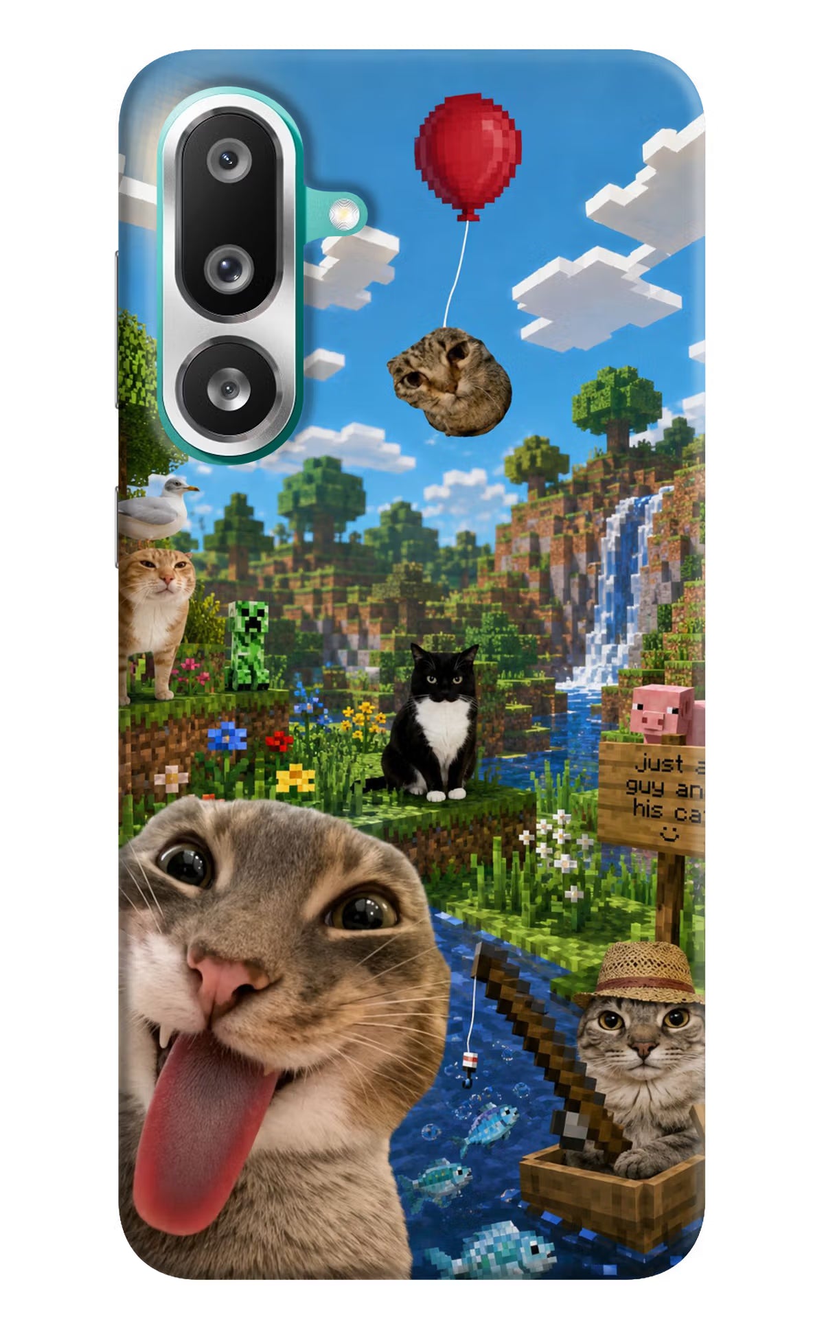 Minecraft Cat Chaos Samsung F56 Hard Case Back Cover by Casekaro