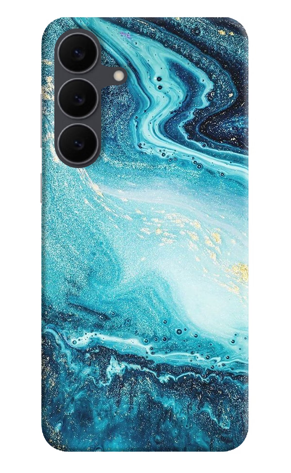 Blue Glitter Marble Samsung S25 FE 5G Hard Case Back Cover by Casekaro