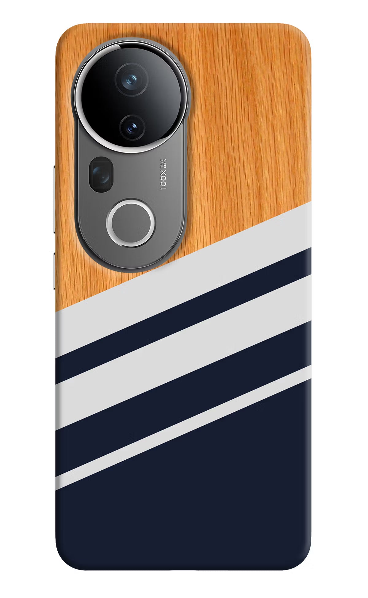 Blue and white wooden Vivo T4 Ultra 5G Hard Case Back Cover by Casekaro