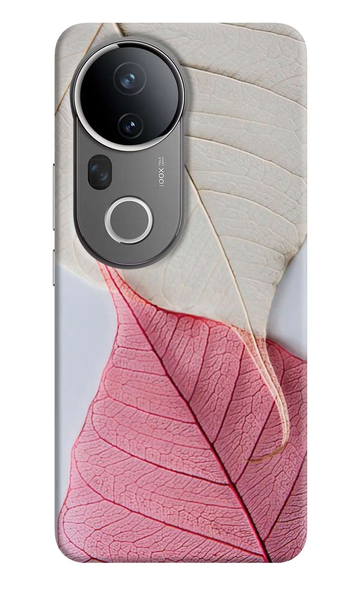 White Pink Leaf Vivo T4 Ultra 5G Hard Case Back Cover by Casekaro