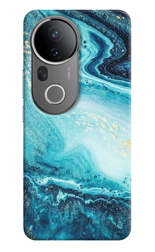 Blue Glitter Marble Vivo T4 Ultra 5G Hard Case Back Cover by Casekaro