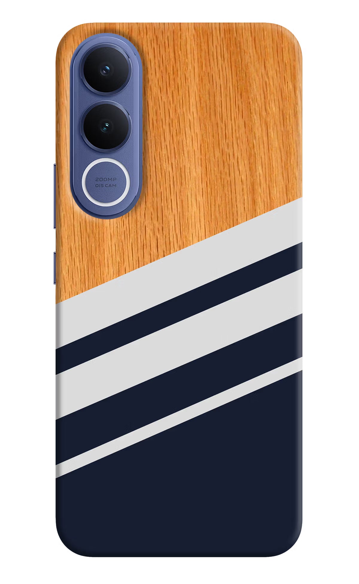 Blue and white wooden Vivo V70 FE 5G Hard Case Back Cover by Casekaro