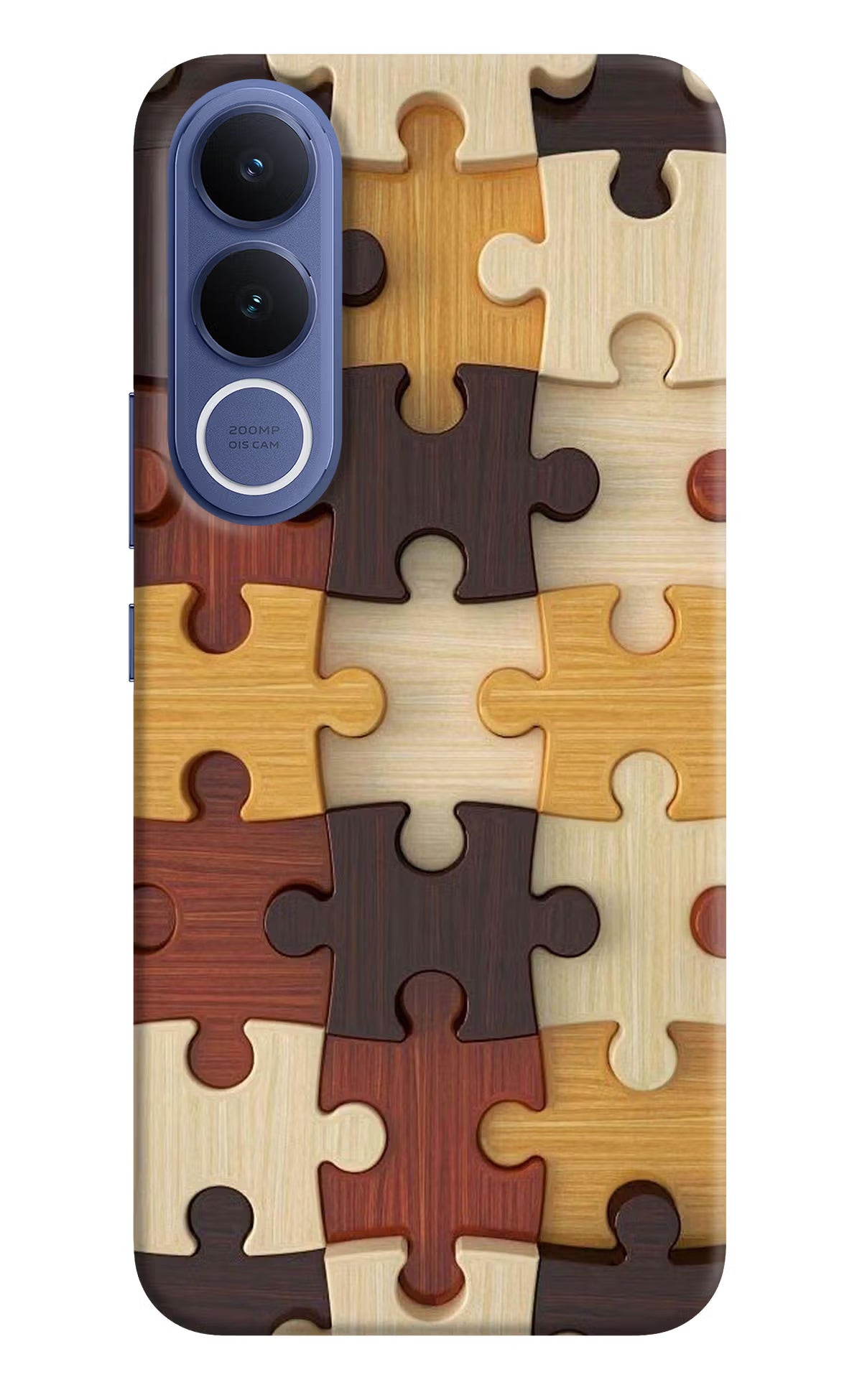 Wooden Puzzle Vivo V70 FE 5G Hard Case Back Cover by Casekaro