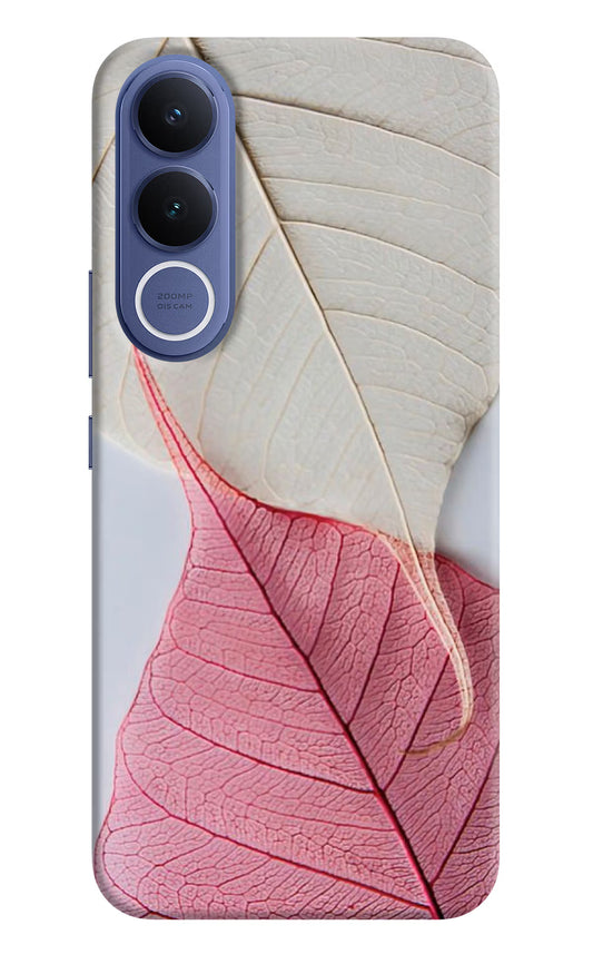White Pink Leaf Vivo V70 FE 5G Hard Case Back Cover by Casekaro