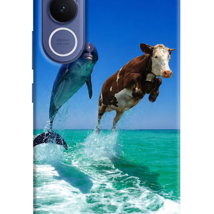 Dolphin vs Cow Vivo V70 FE 5G Hard Case Back Cover by Casekaro