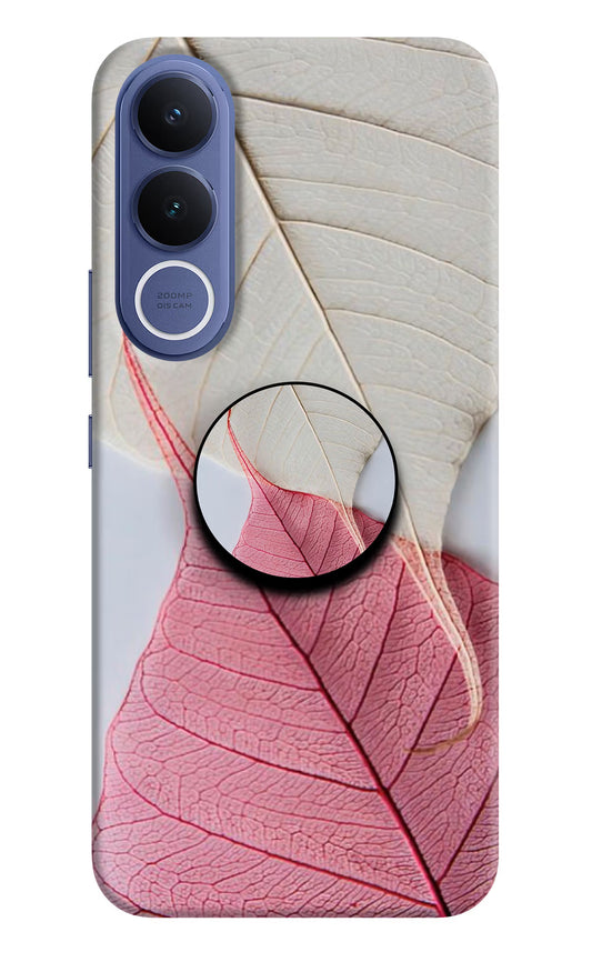White Pink Leaf Vivo V70 FE 5G Pop Case by Casekaro