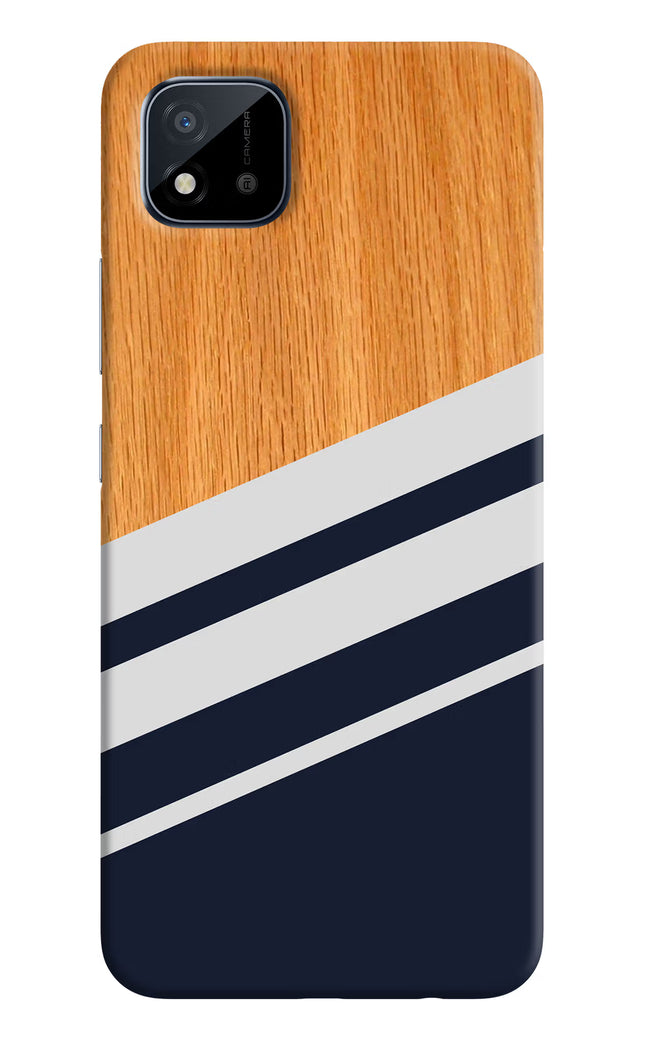 Blue and white wooden Realme C11 2021 Back Cover