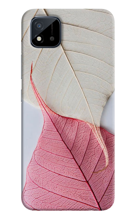 White Pink Leaf Realme C11 2021 Back Cover