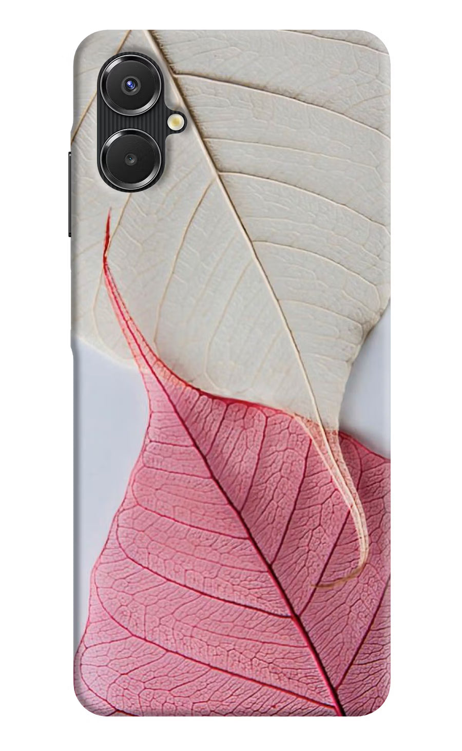 White Pink Leaf Samsung A06 5G Back Cover, Hard case
