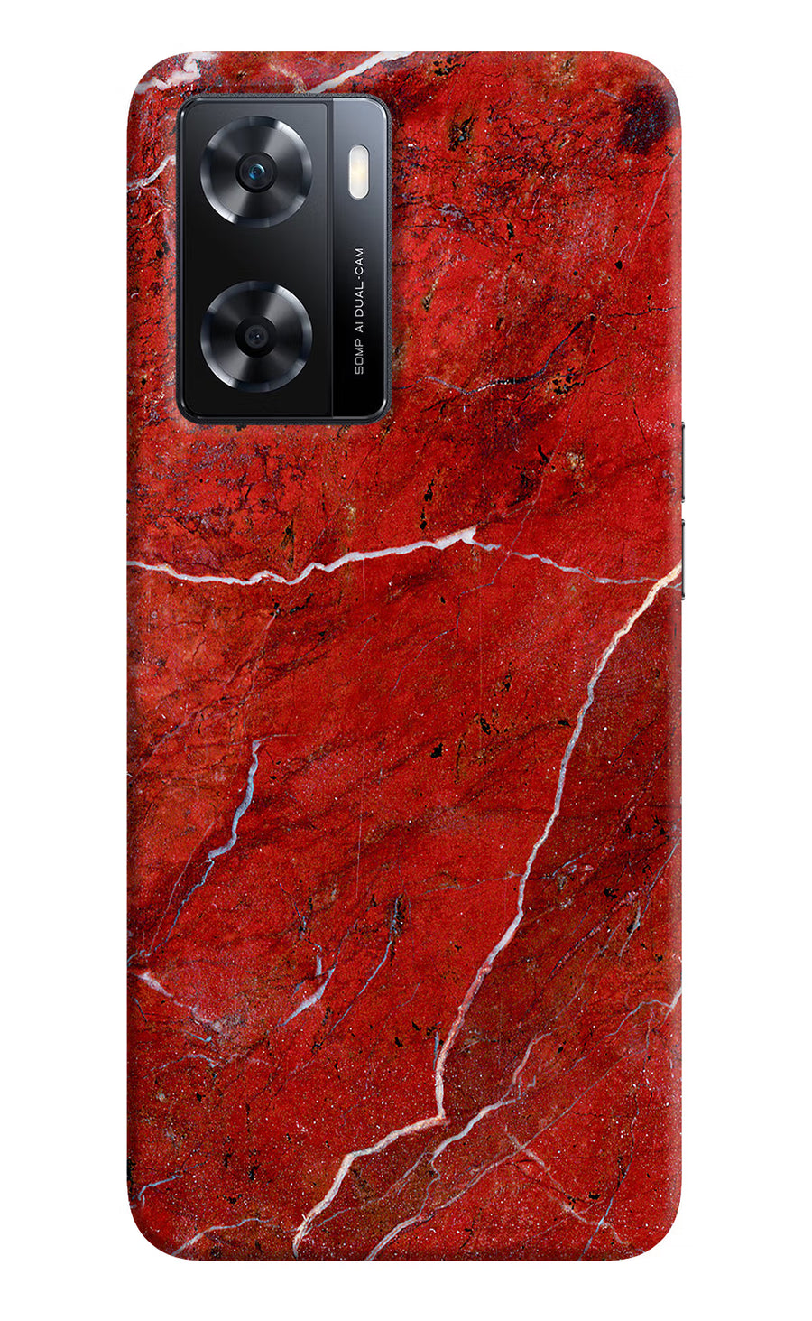 Red Marble Design OPPO A77s Back Cover, Hard case