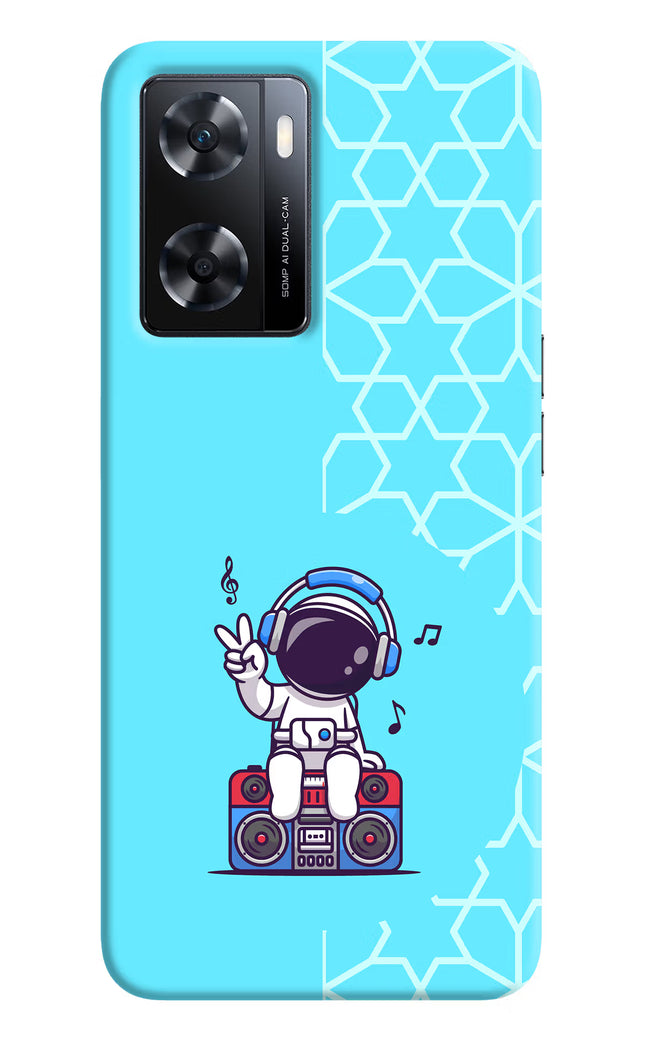 Cute Astronaut Chilling OPPO A77s Back Cover