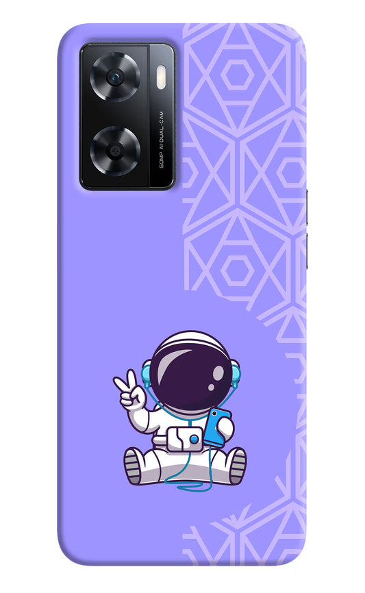 Cute Astronaut Chilling OPPO A77s Back Cover