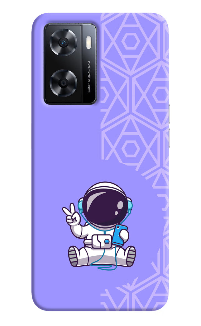 Cute Astronaut Chilling OPPO A77s Back Cover