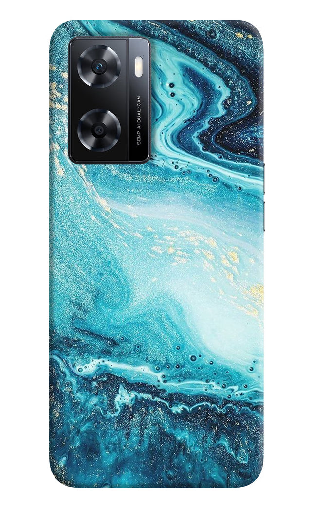 Blue Glitter Marble OPPO A77s Back Cover