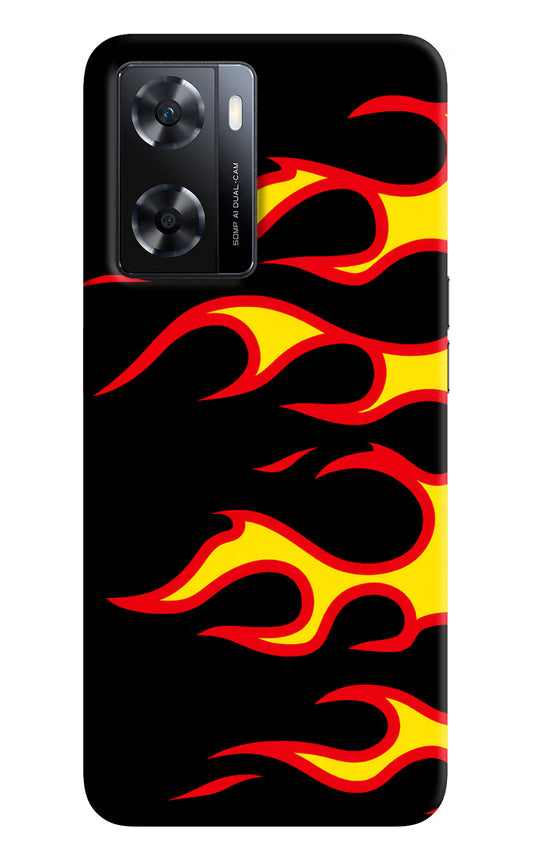 Side Sweep Flames OPPO A77s Back Cover