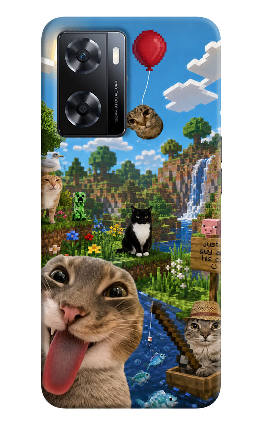 Minecraft Cat Chaos OPPO A77s Back Cover