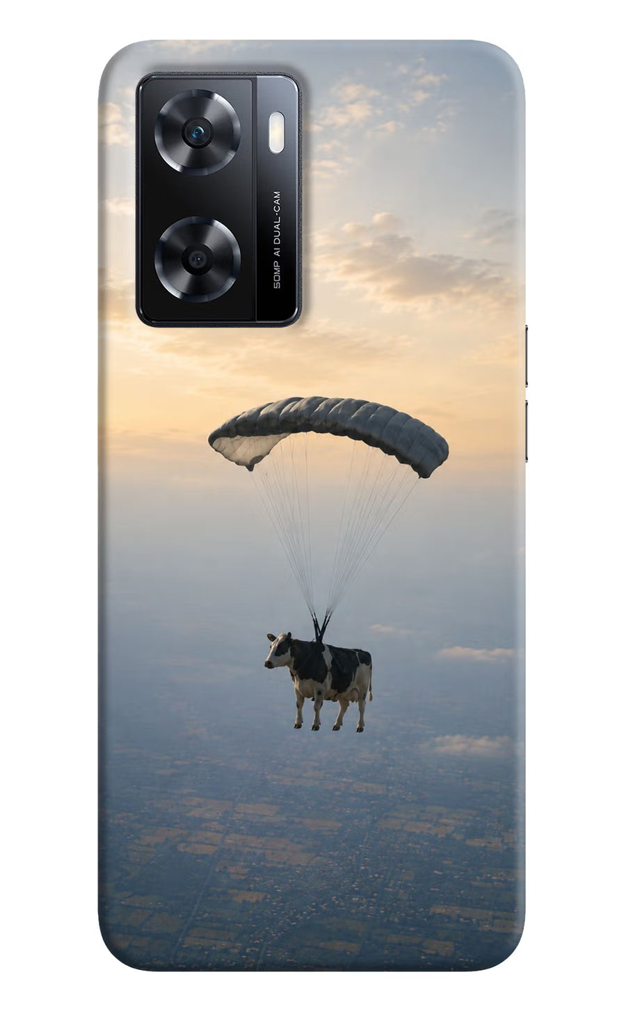 Skydiving Cow OPPO A77s Back Cover, Hard case