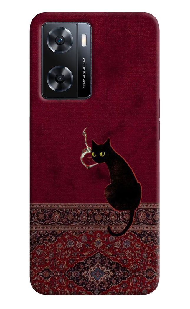 Midnight Cat OPPO A77s Hard Case Back Cover by Casekaro