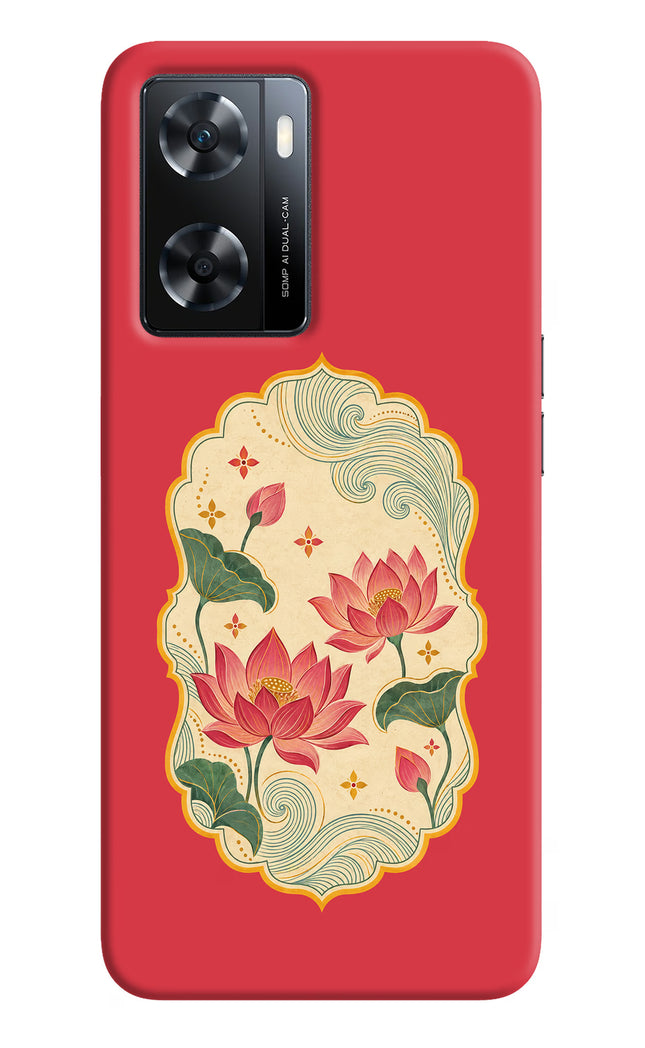 Pink Lotus OPPO A77s Hard Case Back Cover by Casekaro