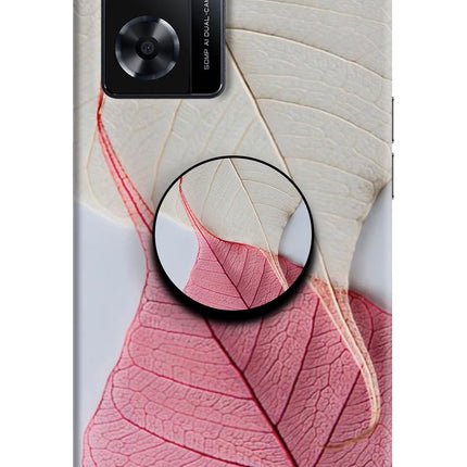 White Pink Leaf OPPO A77s Pop Case