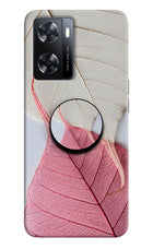 White Pink Leaf OPPO A77s Pop Case