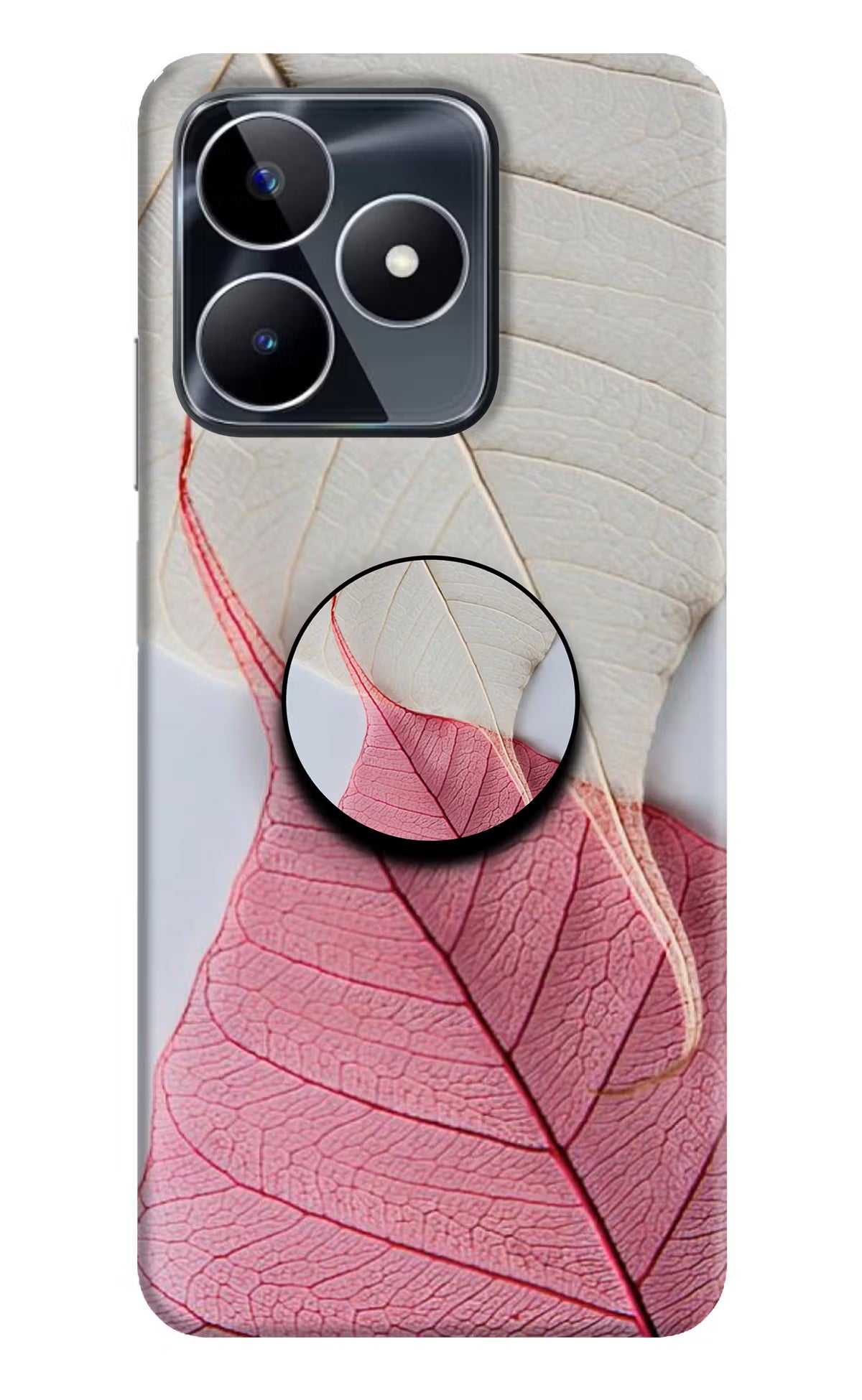 White Pink Leaf Realme Narzo N53 Pop Case