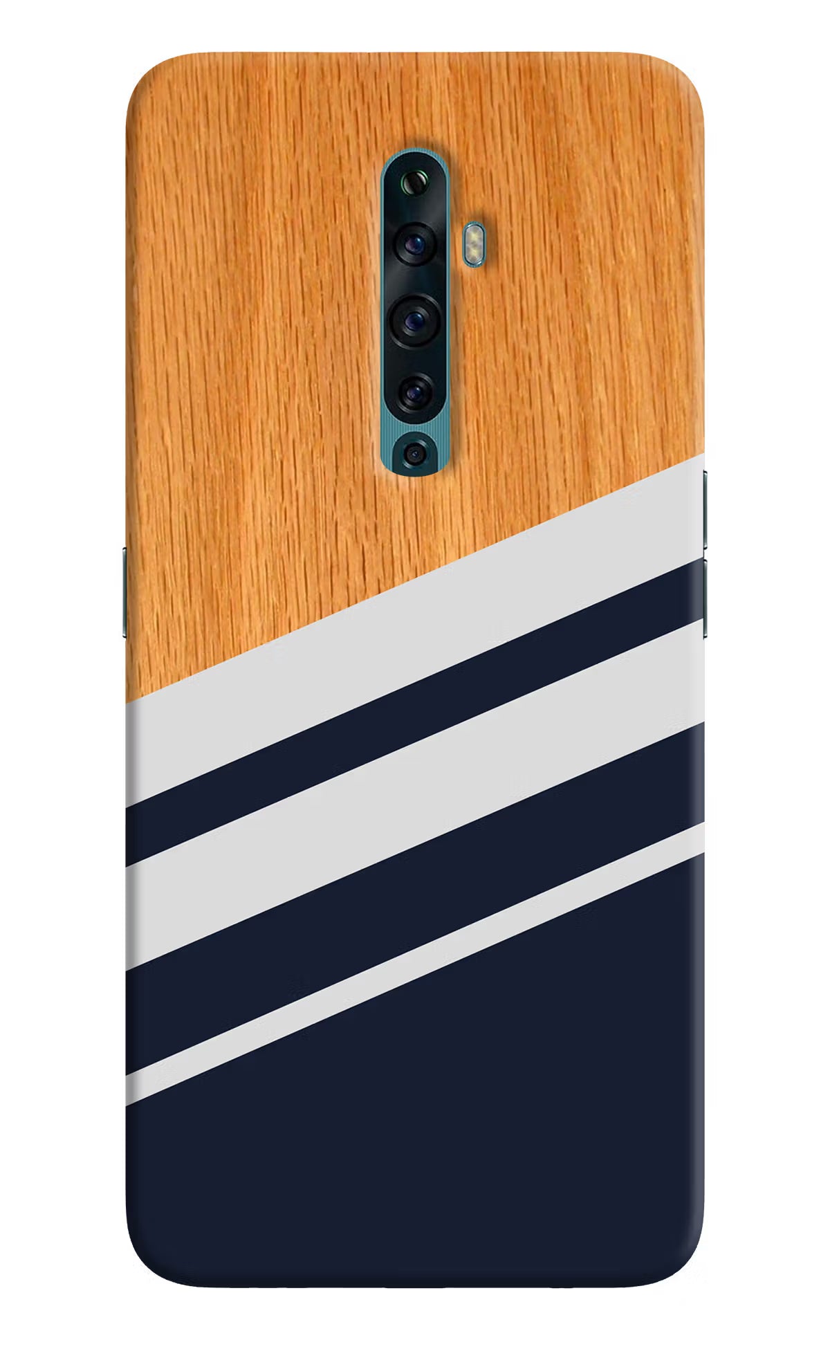 Blue and white wooden Oppo Reno2 F Back Cover
