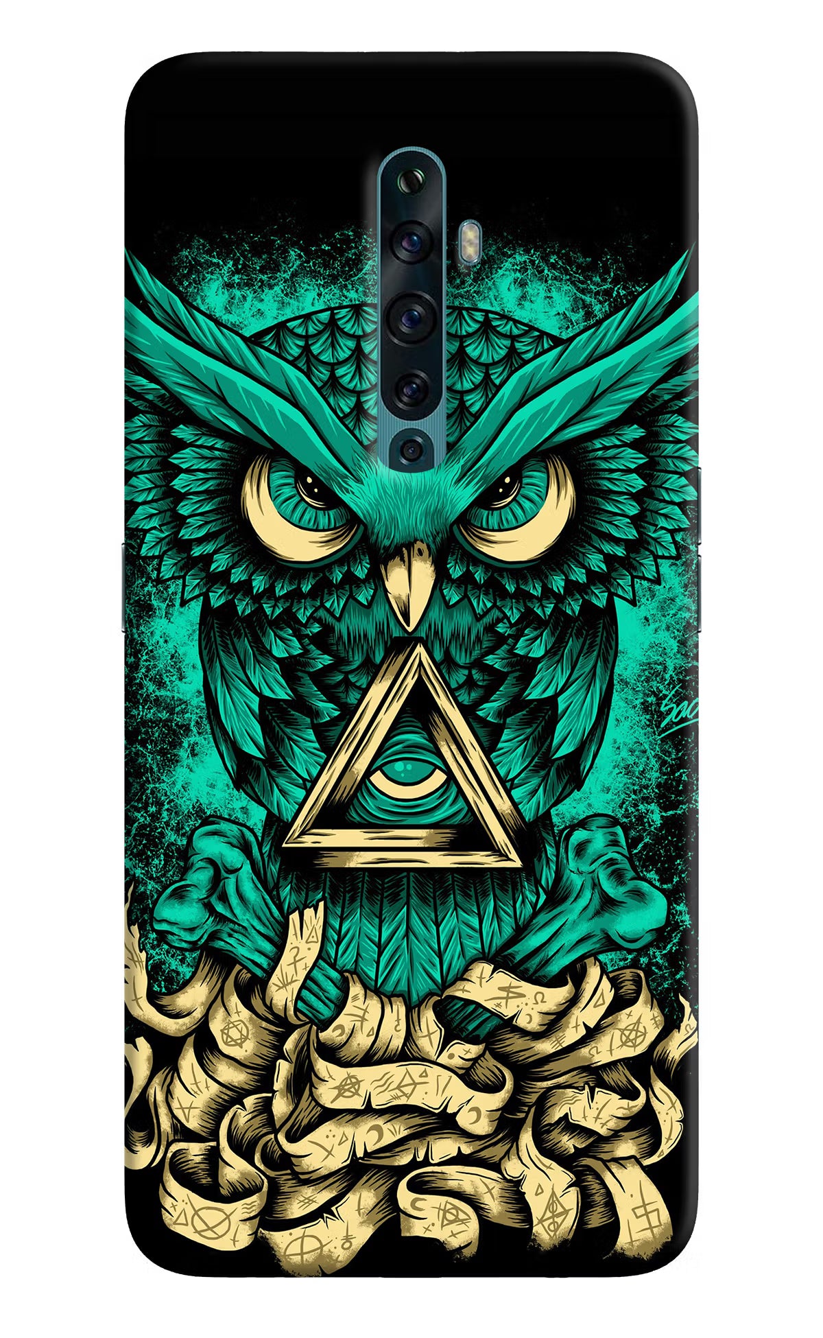 Green Owl Oppo Reno2 F Back Cover