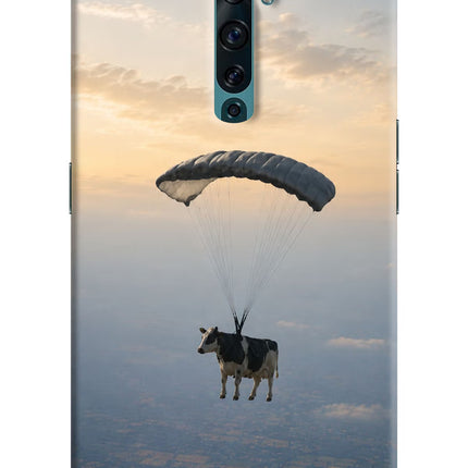 Skydiving Cow Oppo Reno2 F Hard Case Back Cover by Casekaro