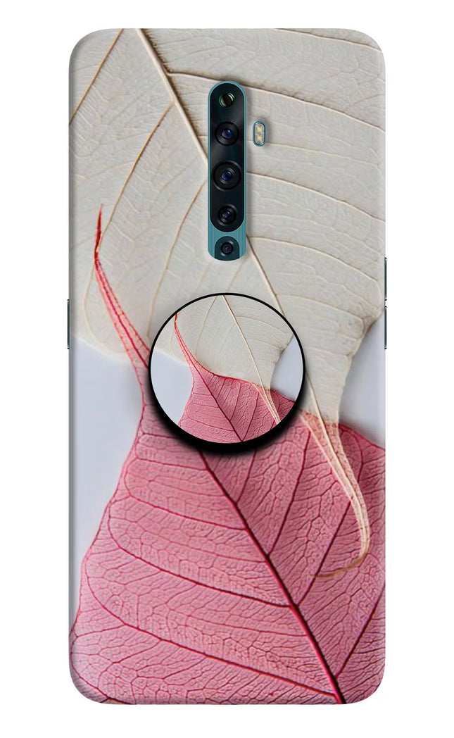 White Pink Leaf Oppo Reno2 F Pop Case