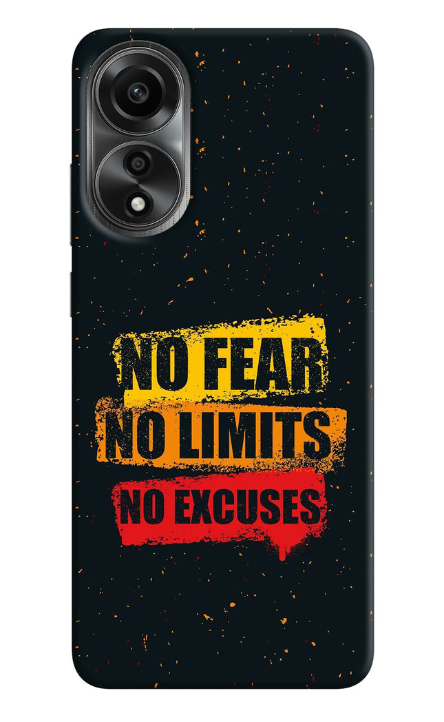 No Fear No Limits No Excuse Oppo A78 4G Hard Case Back Cover by Casekaro
