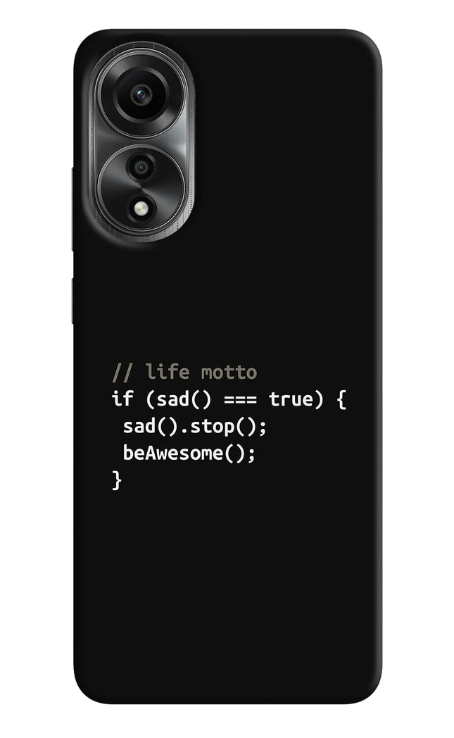 Life Motto Code Oppo A78 4G Hard Case Back Cover by Casekaro