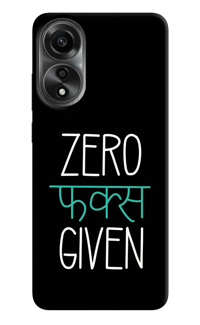 Zero Fucks Given Oppo A78 4G Hard Case Back Cover by Casekaro