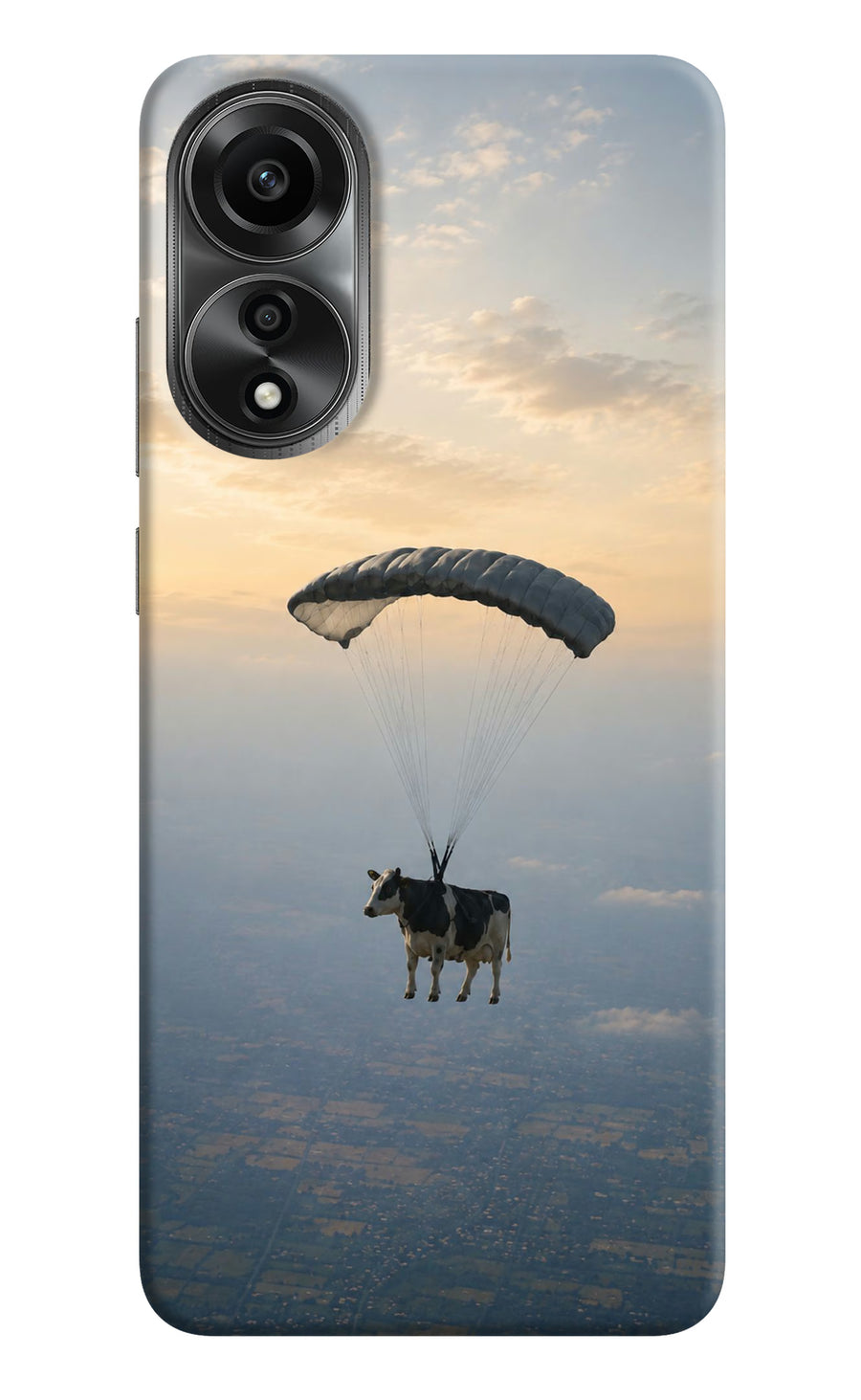 Skydiving Cow Oppo A78 4G Back Cover, Hard case