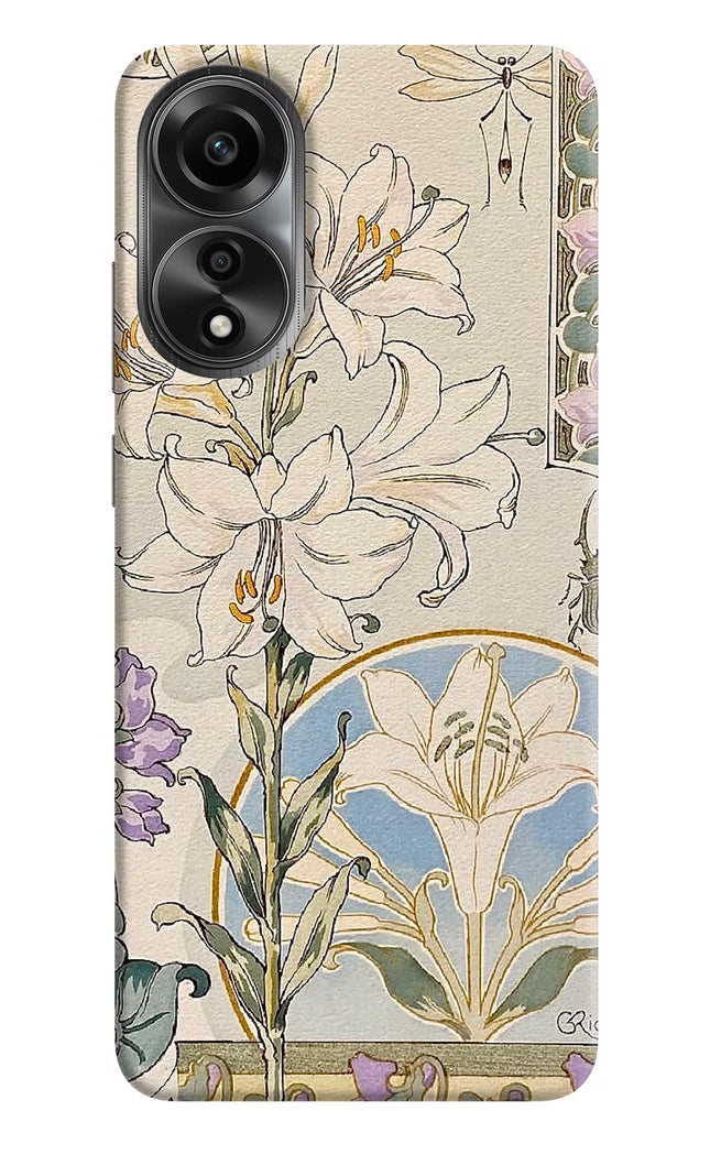 White Lily Oppo A78 4G Hard Case Back Cover by Casekaro