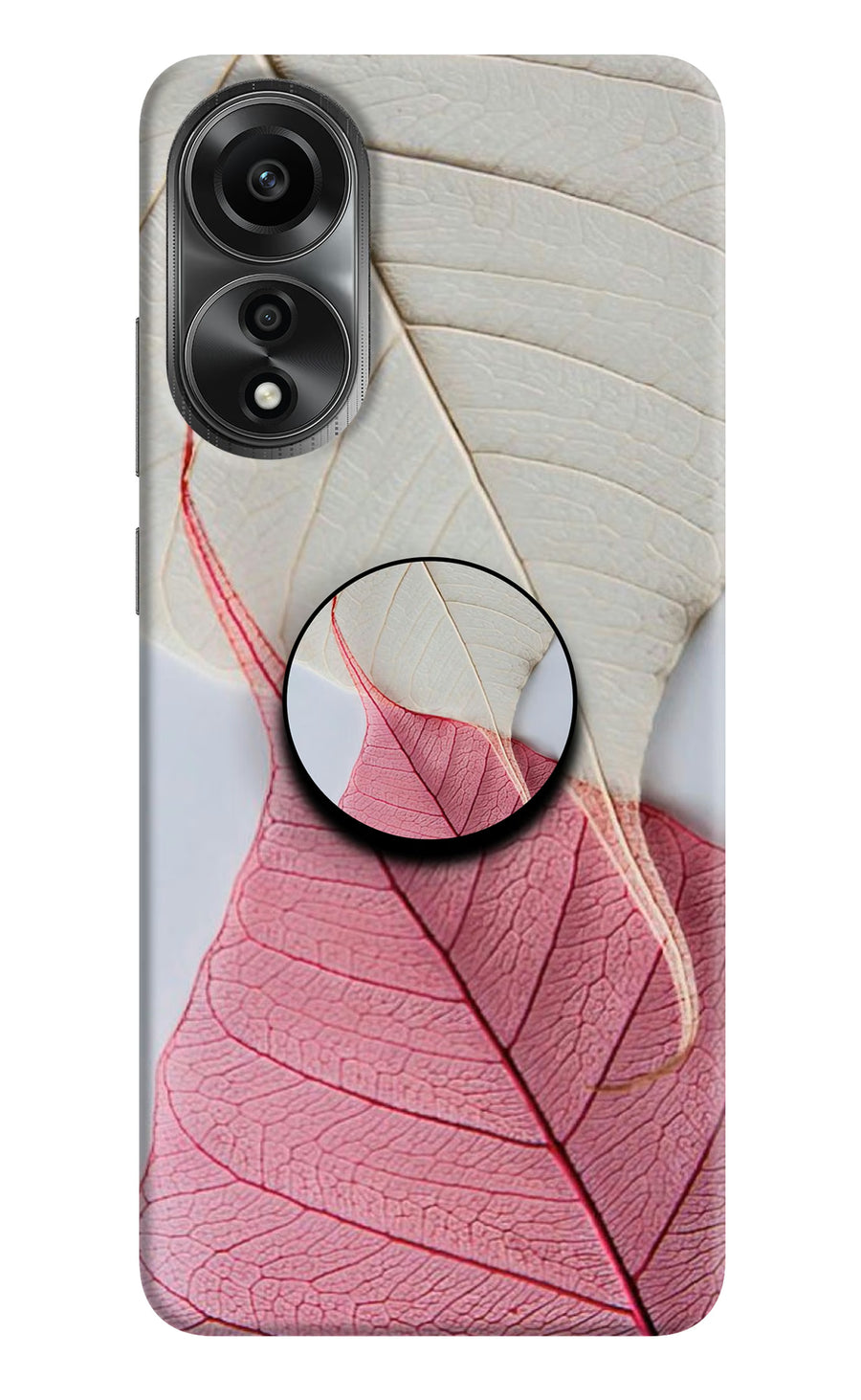 White Pink Leaf Oppo A78 4G Pop Case, Hard case