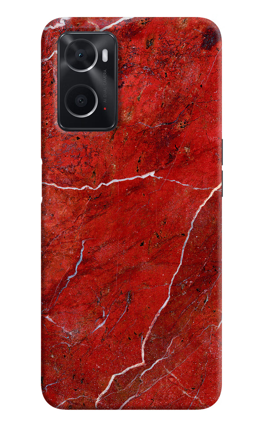 Red Marble Design Oppo A76 Back Cover, Hard case