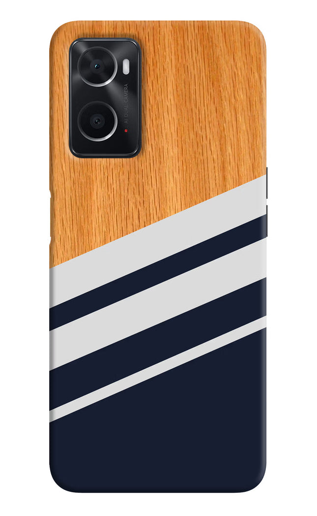 Blue and white wooden Oppo A76 Back Cover