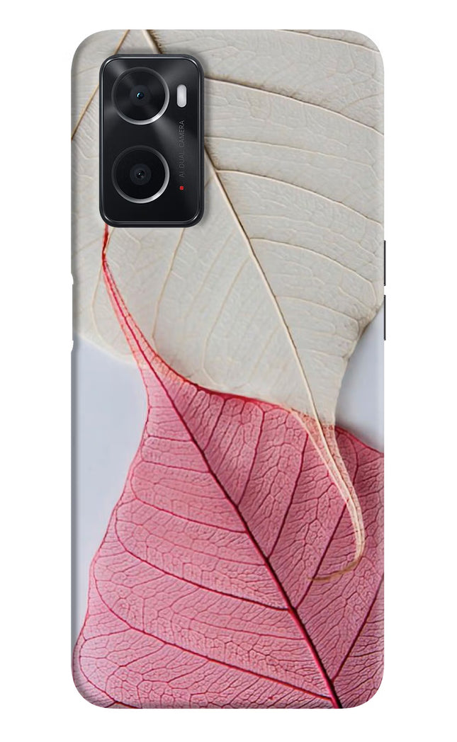 White Pink Leaf Oppo A76 Back Cover