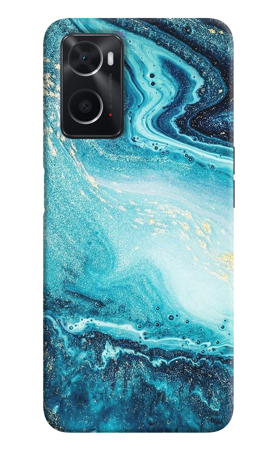 Blue Glitter Marble Oppo A76 Back Cover, Hard case