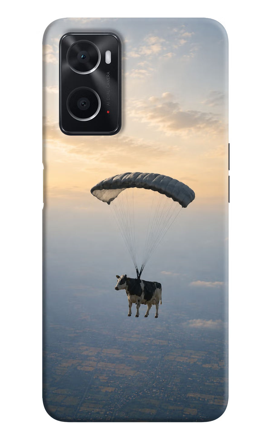 Skydiving Cow Oppo A76 Back Cover, Hard case