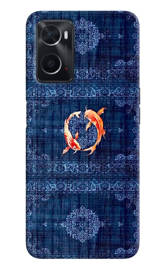 Koi Blue Oppo A76 Hard Case Back Cover by Casekaro