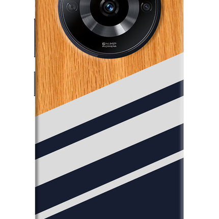 Blue and white wooden Realme Narzo 60 5G Hard Case Back Cover by Casekaro