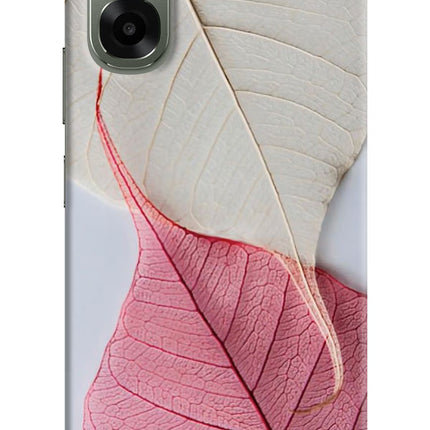 White Pink Leaf Oppo A6x 5G Hard Case Back Cover by Casekaro
